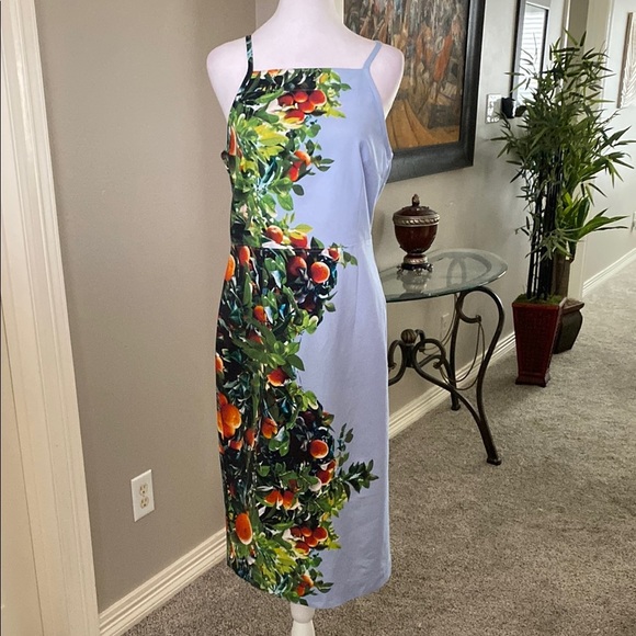 Maeve Anthropologie Blue Sheath Midi Dress Spaghetti Strap size 8 - Picture 3 of 10